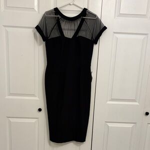 Maggy London Black Midi Dress with Sheer Detail